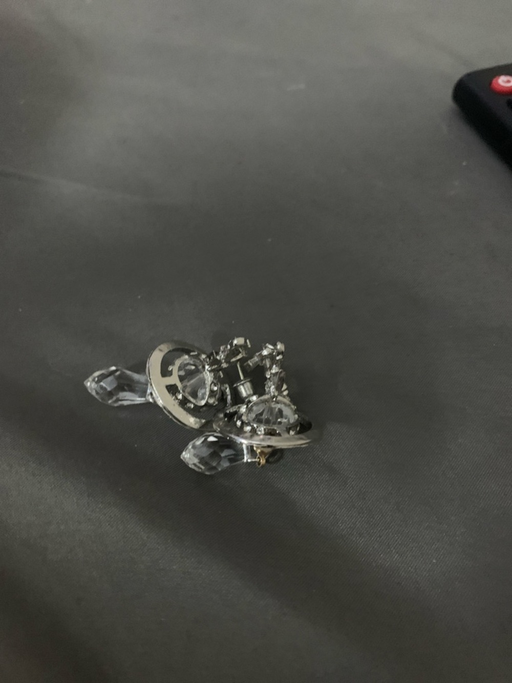 Crystal Drop Silver Tone Clip-On Earrings